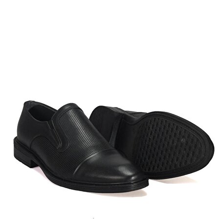 Bağcıksız Kroklu Siyah Klasik Erkek Deri Ayakkabı