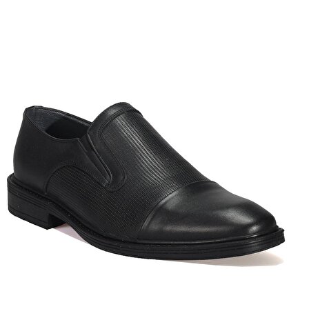 Bağcıksız Kroklu Siyah Klasik Erkek Deri Ayakkabı