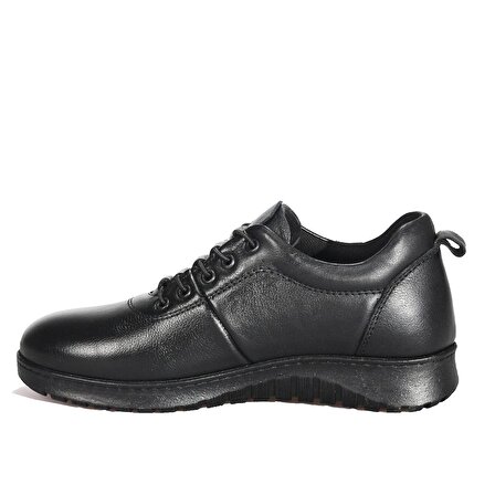 Bordolli Siyah Cilt Lastikli Deri Comford Kadın Ayakkabı