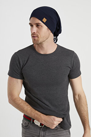 Erkek Lacivert, ip detaylı  özel tasarım 4 mevsim  Şapka Bere Buff -Ultra yumuşak doğal penye kumaş