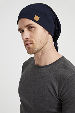 Erkek Lacivert, ip detaylı  özel tasarım 4 mevsim  Şapka Bere Buff -Ultra yumuşak doğal penye kumaş