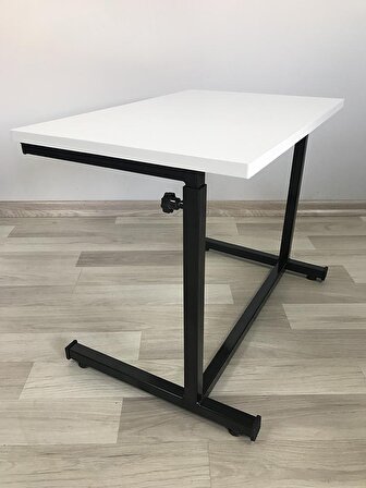 Laptop Sehpası ve Masası Yükseklik Ayarlı Tekerlekli Beyaz