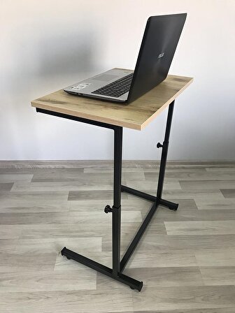 Laptop Sehpası ve Masası Yükseklik Ayarlı Tekerlekli Meşe