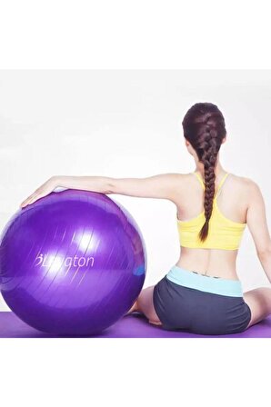 75 Cm Pilates Topu Kalın Büyük Boy Pilates Topu Mor Renk+pompa