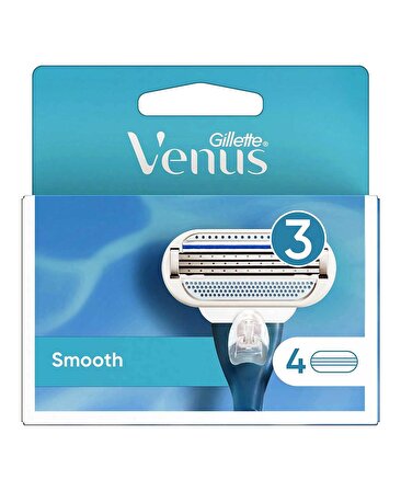 Gillette Venüs Smooth Tıraş Makinesi +Gillette Venüs Smooth Tıraş Bıçağı 4'lü Yedek Set