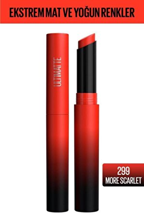 Maybelline New York Color Sensational Ultimatte Mat Ruj- 299 More Scarlet Kırmızı
