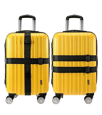 Metropolitan Valiz Bavul Çanta Emniyet Kemeri-Sarı, Kilitli, 4 Adet