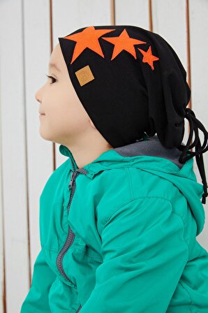 Turuncu Siyah Erkek Çocuk Bebek Şapka Bere yumuşak çift katlı spor %100 doğal pamuklu penye