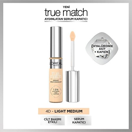 L'Oréal Paris True Match Aydınlatan Serum Kapatıcı - 4D Light Medium