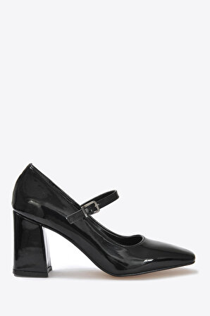 Kadın  Siyah Rugan Klasik Topuklu Ayakkabı VZN23K-107 