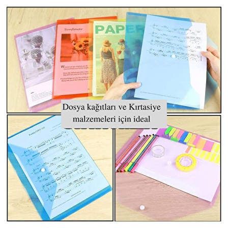 A4 Çıtçıtlı Sarı Şeffaf Renkli Zarf Dosya 1 Adet Artlantis Çıt Çıtlı Dosya 1 Adet