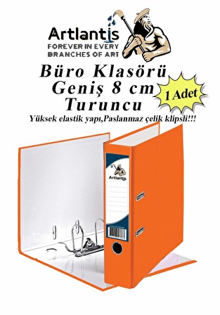 Büro Klasörü Turuncu Geniş 1 Adet Plastik Geniş Turuncu Klasör Halkalı Paslanmaz Çelik Klipsli 1 Adet