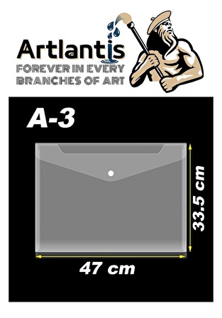 A3 Çıtçıtlı Dosya Şeffaf 1 Adet A-3 Çıtçıtlı Zarf Dosya Transparan 47x33.5 cm Büyük Boy Çıtçıtlı Dosya