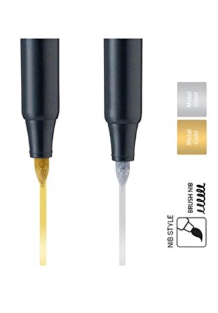Grafik Kalemi ve Davetiye Kalemi Metalik Altın Sarı Lineplus Dreamon 1 Adet 0.5-2.0 mm Metallic Brush
