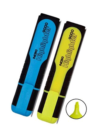 Fosforlu İşaret Kalem Sarı Mavi 1 Adet Noki Hıghlıghter 2 Renk Fosforlu İşaretleme Kalemi Neon Renkler