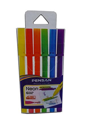 İşaret Kalemi Fosforlu Kalem 6 lı 1 Paket Sarı Yeşil Pembe Mor Turuncu Mavi 5 mm Fosforlu Kalem