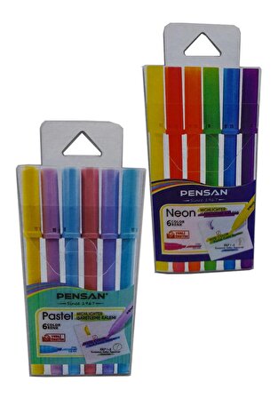 İşaret Kalemi 12 Renk Fosforlu Kalem 12 li 1 Paket  5 mm Fosforlu Kalem Seti