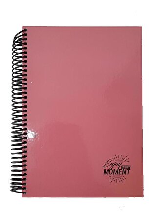 Sert Kapak Spralli Defter 120 Yaprak Kareli 17X24 Orta Boy 1 Adet Enjoy Every Moment Sert Kapak Defter