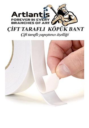 Çift Taraflı Bant Köpük Bant 19mm x 2mt 1 Adet Çerçeve Tablo Halı Yapıştırma Bandı İç Ve Dış Mekan Süper Güçlü Köpük Bant