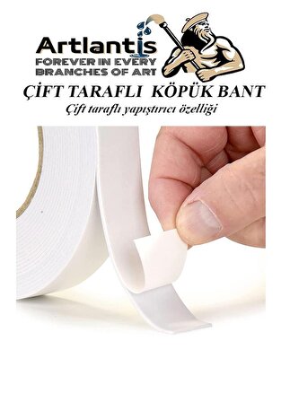 Çift Taraflı Bant Köpük Bant 19mm x 2mt 3 Adet Çerçeve Tablo Halı Yapıştırma Bandı İç Ve Dış Mekan Süper Güçlü Köpük Bant