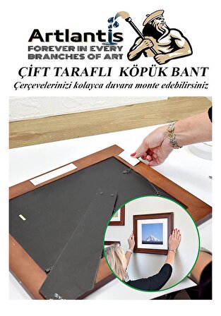 Çift Taraflı Bant Köpük Bant 38mm x 2mt 1 Adet Çerçeve Tablo Halı Yapıştırma Bandı İç Ve Dış Mekan Süper Güçlü Köpük Bant