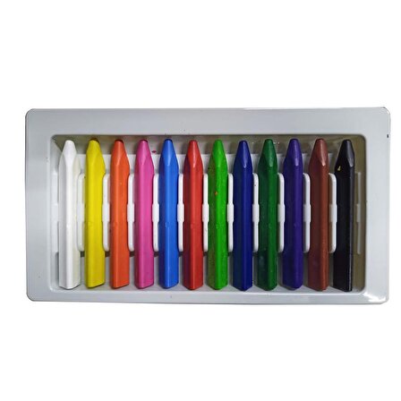 Üçgen Mum Boya 12 Li 1 Paket 12 Renk Üçgen Mumboya Elleri Kirletmeyen Yıkanabilir Silinebilir Karton Kutu