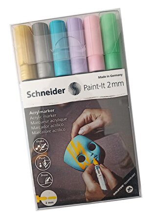 Akrilik Markör 2mm 6 Pastel Parlak Renkler Set 1 Paket Metal Cam Mantar Plastik Kumaş Deri Beton Boyama İçin İdeal