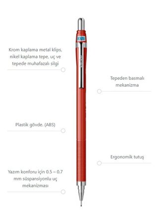 Scrikss Simo R&D Japan Uçlu Kalem Kırmızı 0.5 1 Adet ve Mikro 0,5 Versatil Kalem Uçu Siyah 3 Paket 