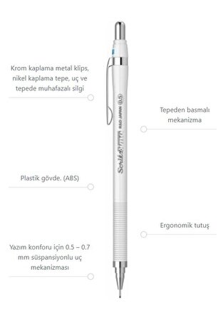 Scrikss Simo R&D Japan Uçlu Kalem Beyaz 0.5 1 Adet ve Mikro 0,5 Versatil Kalem Uçu Siyah 3 Paket 