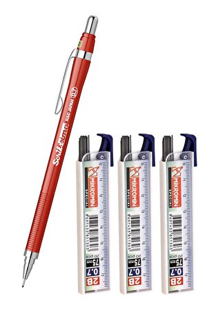 Scrikss Simo R&D Japan Uçlu Kalem Kırmızı 0.7 1 Adet ve Mikro 0,7 Versatil Kalem Uçu Siyah 3 Paket 