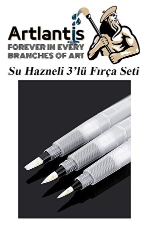 Su Hazneli Kalem Fırça 3 lü 1 Paket Suluboya Kaligrafi Hat Fırçası Sulu Boya Su Hazneli Kalem Doldurulabilir
