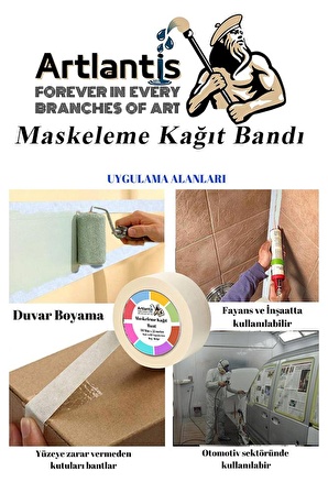 Maskeleme Bandı Kağıt Bant 15 mm 25 Metre 1 Adet Boya Bantı Maskeleme Kağıt Bant Duvar Yağlı Boya Badana