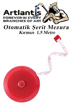 Otomatik Şerit Mezura 1.5 Metre Kırmızı Renk 1 Adet Yuvarlak Cep Mezurası 150 cm Mezro Terzi Metresi Vücut Ölçüm Metresi