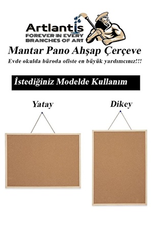 Mantar Pano Ahşap Çerçeve 40x60 cm 1 Adet Harita Çivisi Hediyeli Duvara Monte Mantar Çerçeve Evde Okulda Büroda Ofiste