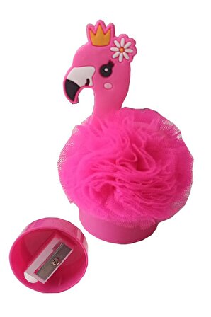 Flamingo Kalemtraş Tül Ponponlu Tekli Kalemtraş 1 Adet Hediyelik Kız Kalemtraş