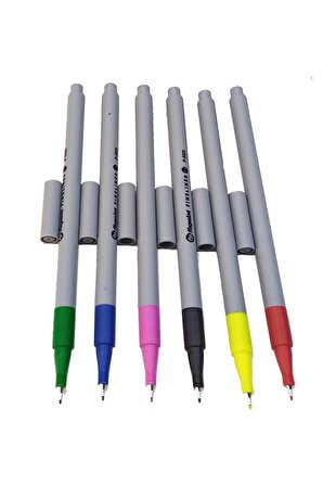 Fineliner 6 Lı İnce Uçlu Kalem 1 Paket 6 Renk 0.4 Mm Keçe Uçlu Kalem Renkli İşaretleme Yazı Kalemi