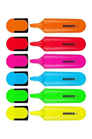 Fosforlu Kalem 6 Lı 1 Paket İşaretleme Kalemi 6 Renk Fosforlu Renkler Mavi Turuncu Sarı Kırmızı Pembe Yeşil