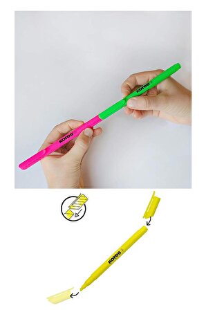 Fosforlu Kalem 4 Lü 1 Paket İşaretleme Kalemi 4 Renk Fosforlu Renkler Kesik Uç Turuncu Sarı Pembe Yeşil