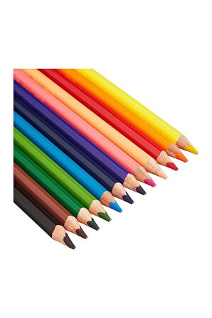 Kuru Boya Üçgen Jumbo Tam Boy 12 Renk 1 Paket Jumbo Kuru Boya Kalemi 12 Li Üçgen Kolay Kullanım Canlı Renkler Boya Kalemleri