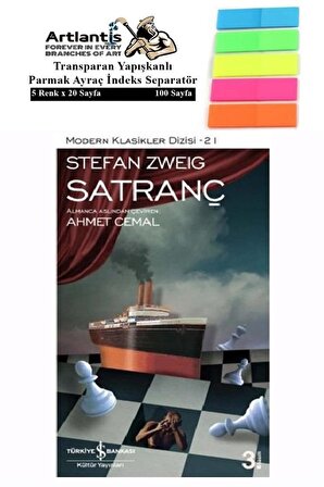 Satranç Stefan Zweig 83 Sayfa Karton Kapak 1 Adet Fosforlu Transparan Kitap Ayraç 1 Paket