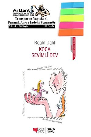 Koca Sevimli Dev Roald Dahl 249 Sayfa Karton Kapak 1 Adet Fosforlu Transparan Kitap Ayraç 1 Paket