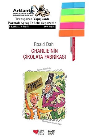 Charlie'nin Çikolata Fabrikası Roald Dahl 205 Sayfa Karton Kapak 1 Adet Fosforlu Transparan Kitap Ayraç 1 Paket