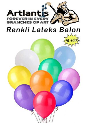 Balon Renkli Lateks 50 Adet Renkli Balon 10'' Canlı Renkler Parti Doğum Günü Süsleme Malzemeleri Balon 26 cm