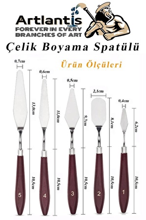 Çelik Spatül 5 Li Set Resim Ve Heykel Çelik Spatula Esnek Çelik Palet Bıçağı Pasta Spatulası 1 Paket