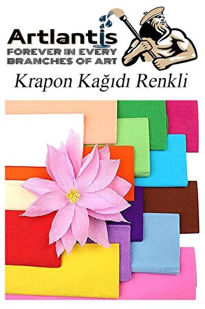 Krapon Kağıdı 10 Renk 50x200 cm 1 Paket Grapon Kağıdı Karışık Renkli 10'lu Okul Sınıf Kreş