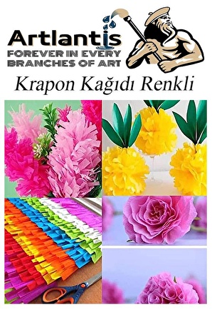 Krapon Kağıdı 10 Renk 50x200 cm 1 Paket Grapon Kağıdı Karışık Renkli 10'lu Okul Sınıf Kreş