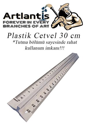 Cetvel 30 cm Plastik Şeffaf 1 Adet Tribli Desimetre Okul Sınıf Öğrenci Tutumu Kolay Cetvel 30 cm