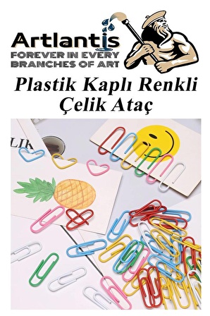 Ataç Renkli Metal Plastik Kaplama 50 Adet Orta Boy 1 Paket Ataş Okul Ofis Belge Düzenleme Paslanmaz Kaplamalı