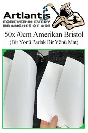 Amerikan Bristol Karton 50x70 cm 50 Adet 220 gr Bir Tarafı Parlak Bir Tarafı Mat Kağıt Biristol Karton