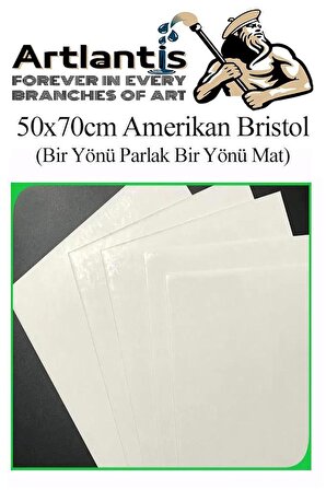 Amerikan Bristol Karton 50x70 cm 50 Adet 220 gr Bir Tarafı Parlak Bir Tarafı Mat Kağıt Biristol Karton